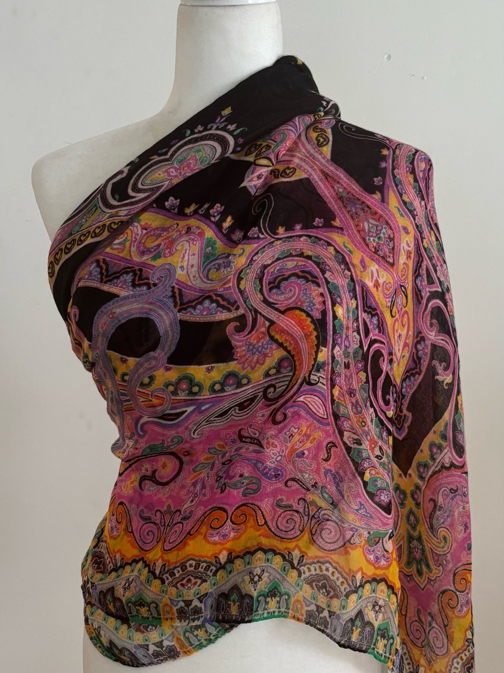 Etro Milano 100% Cashmere Paisley Shawl Wrap Scarf